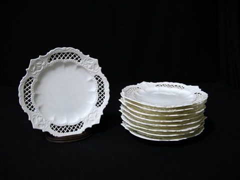 Appraisal: NINE CONTINENTAL WHITE DESSERT PLATES th century impressed ' '