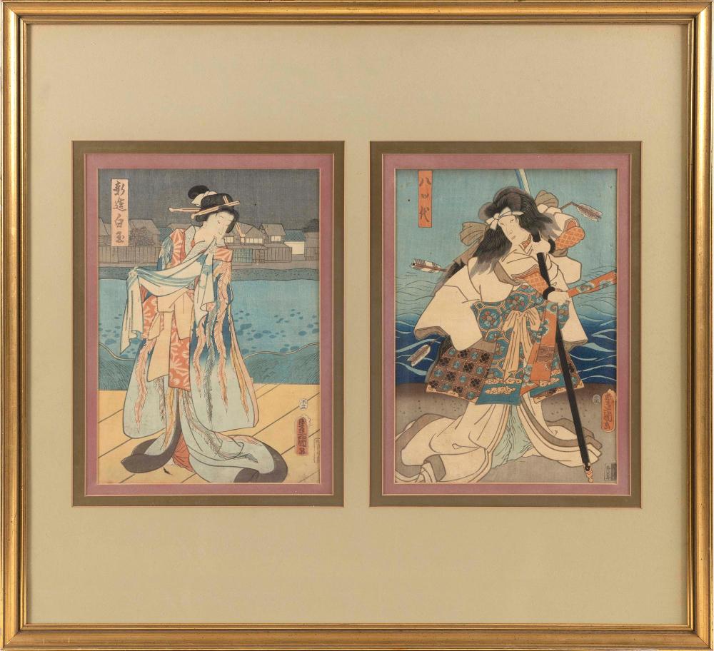 Appraisal: UTAGAWA KUNISADA JAPAN - TWO FIGURAL PRINTS A LADY IN