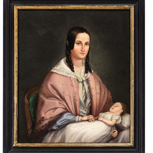 Appraisal: American School Circa s Portrait of a Mother and Child