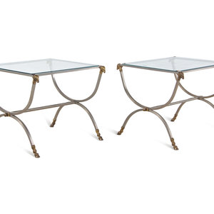 Appraisal: A Pair of Steel and Brass Side Tables in the