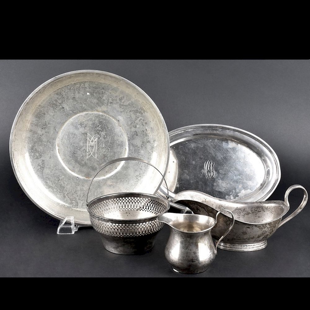 Appraisal: Five Sterling Silver Tableware Grouping of Five Sterling Silver Tableware