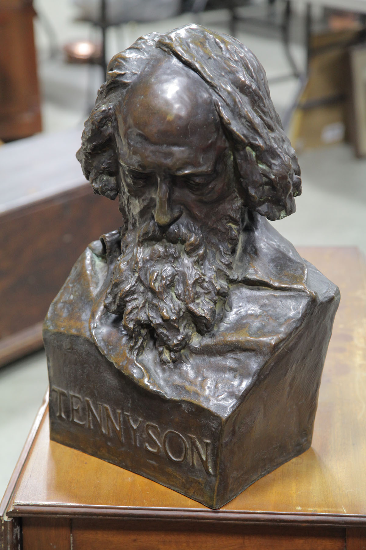 Appraisal: BUST OF TENNYSON New York th century bronze Bust of