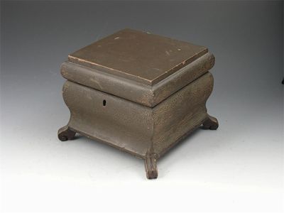 Appraisal: A th century painted wood square box of ogee form