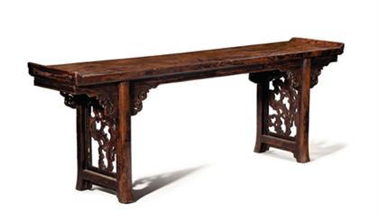 Appraisal: Large Chinese yumu partially lacquered recessed leg altar table early