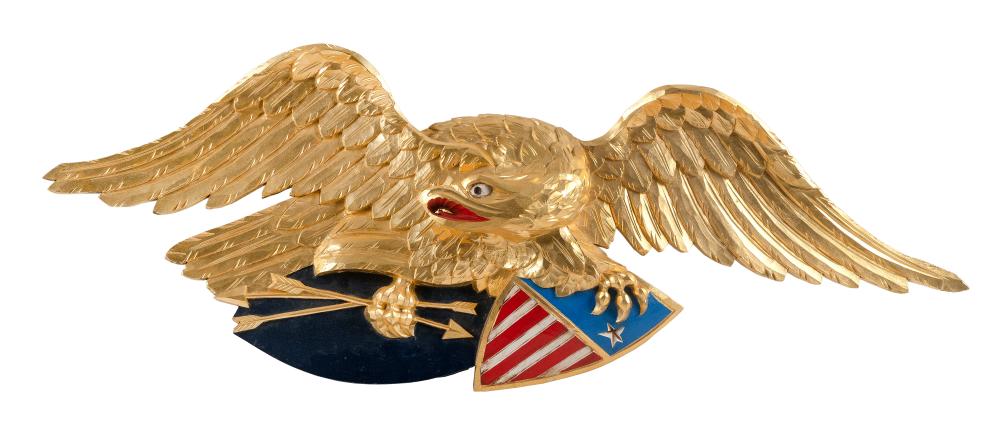 Appraisal: HAND-CARVED AND PAINTED AMERICAN EAGLE AMERICA CONTEMPORARY HEIGHT WIDTH HAND-CARVED