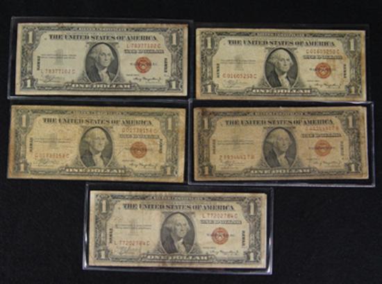 Appraisal: Seven WWII Hawaii Issues Silver Certificates Series -A FR Grades