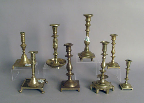 Appraisal: Eight brass candlesticks late th early th c tallest -