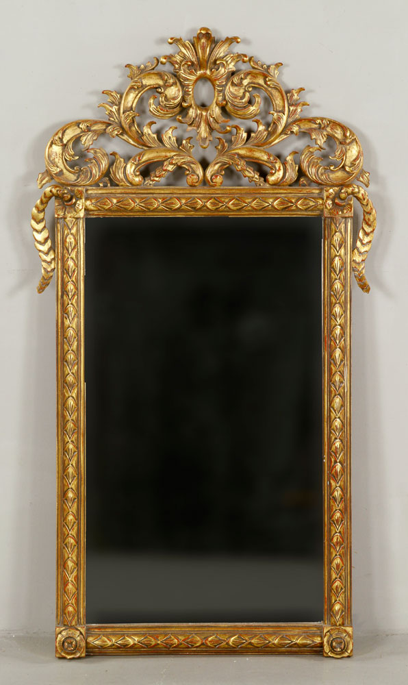 Appraisal: - Continental Style Gilt Wood Mirror Continental style mirror carved