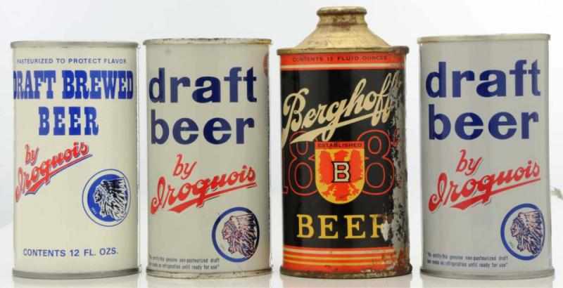 Appraisal: Iroquois Berghoff Beer Cans Three Iroquois cans are very clean