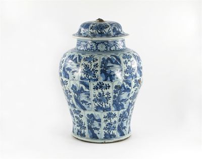 Appraisal: A large Chinese blue and white baluster vase and cover