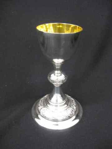 Appraisal: Irish Silver Plate Communion Chalice orgoblet goldwash interior celtic designs