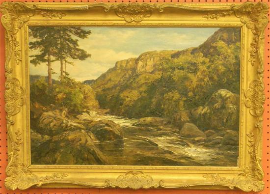 Appraisal: Thomas R Huson English - oil on canvas landscape with