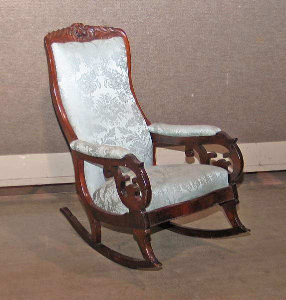 Appraisal: A Rococo Revival mahogany rocking chair third quarter th century