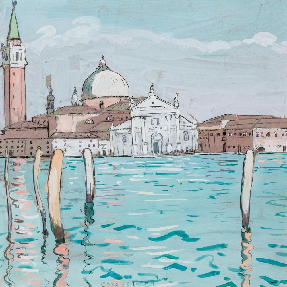 Appraisal: JANE PETERSON American - View of Venice gouache and ink