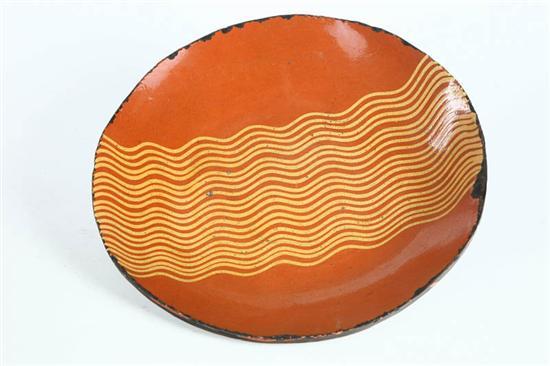 Appraisal: REDWARE CHARGER Greg Shooner Oregonia Ohio th century Yellow slip