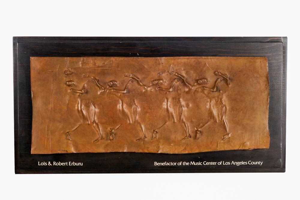 Appraisal: ROBERT GRAHAM - FIGURAL RELIEF PLAQUEpatinated bronze mounted on wooden