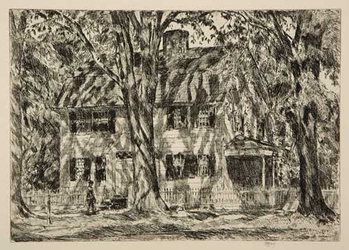 Appraisal: CHILDE HASSAM The Lion Gardiner House Easthampton Etching x mm