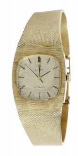 Appraisal: kt Men's Omega Wrist Watch textured gold-tone dial with black