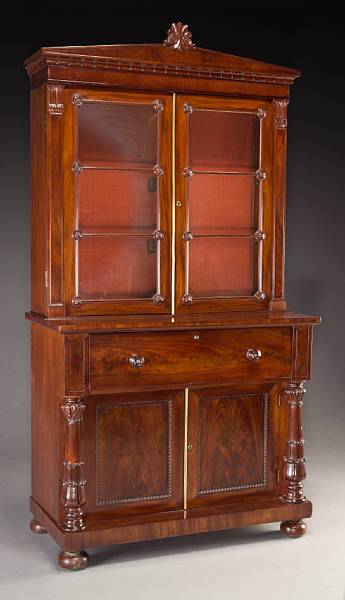 Appraisal: A William IV brass mounted mahogany secretary bookcase second quarter