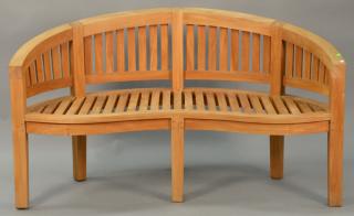 Appraisal: Teak curved bench wd Teak curved bench wd