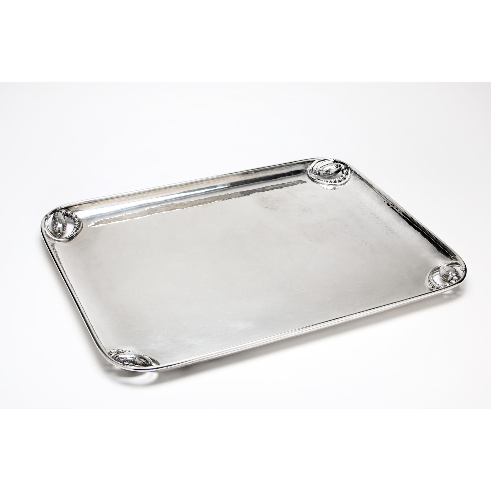 Appraisal: Rare Vintage Georg Jensen Blossom Rectangular Tray D with -