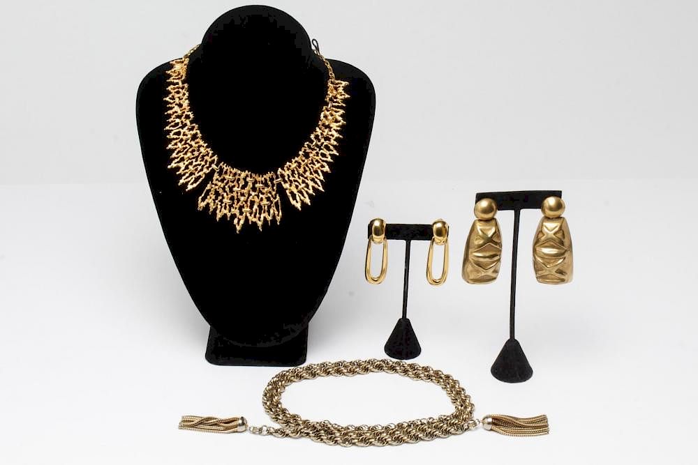 Appraisal: Woman's Gold-Tone Metal Costume Jewelry Group Woman's gold-tone metal costume