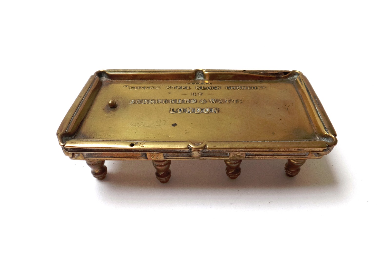 Appraisal: A miniature brass snooker table late th century detailed 'Patent