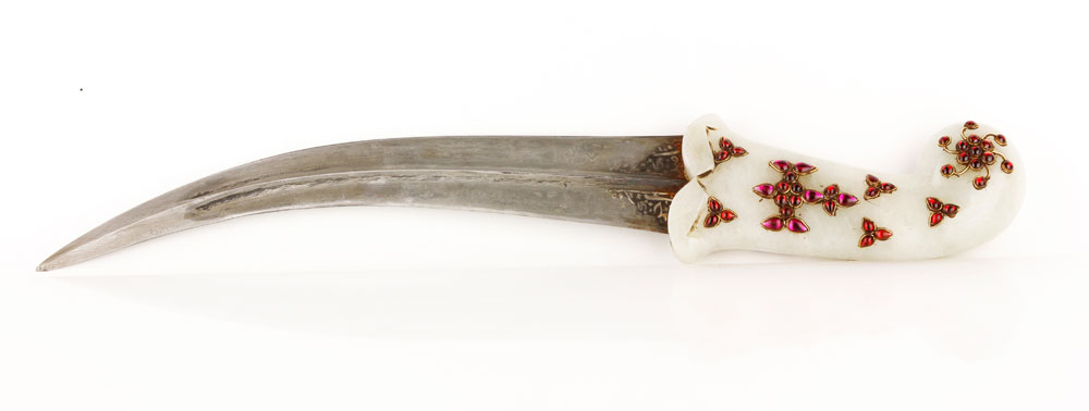 Appraisal: - Dagger with Carved Jade Handle Dagger with large carved