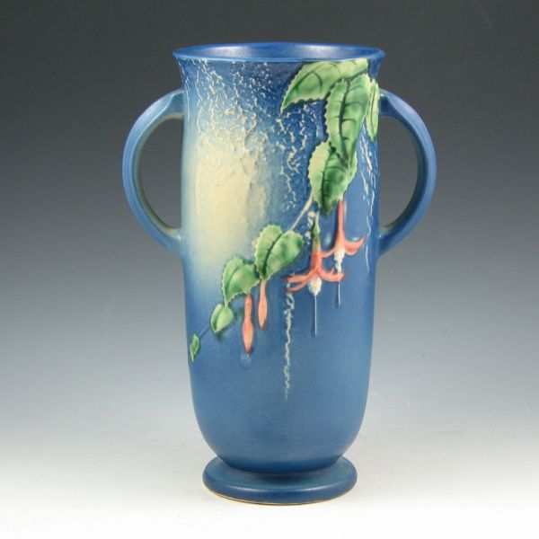 Appraisal: Roseville blue Fuchsia - vase with handles Marked Roseville -