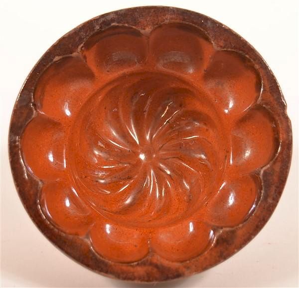 Appraisal: th Century Mottle Glazed Redware Food Mold th Century Mottle