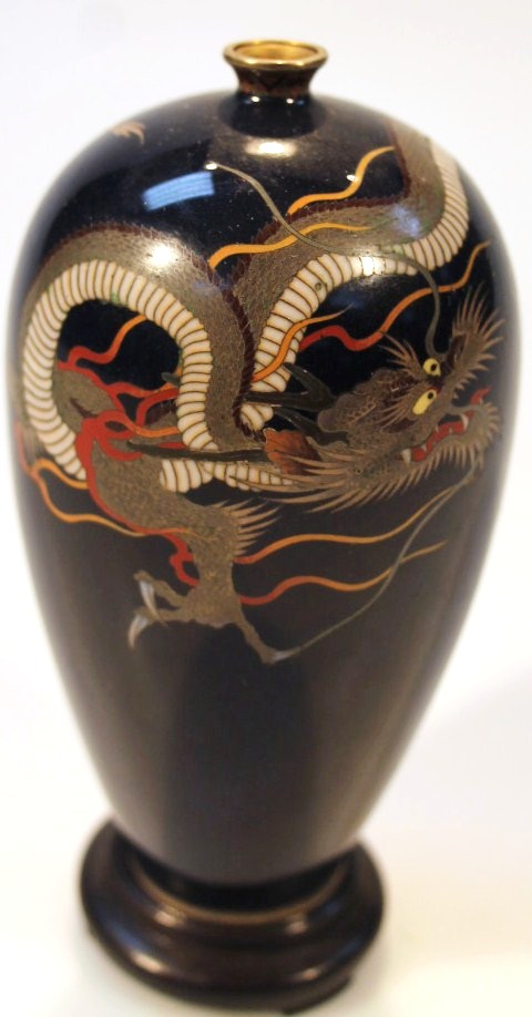 Appraisal: A thC Japanese cloisonne enamel vase the shouldered body surmounted