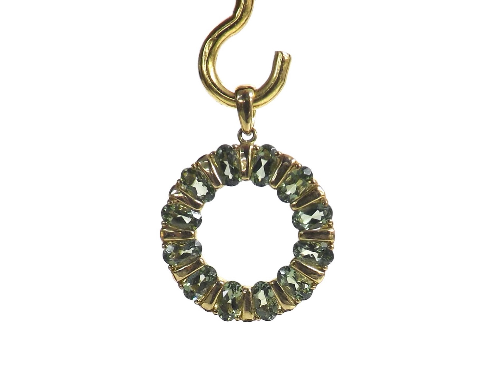 Appraisal: -d-b ct peridot gem set circular pendant gm mm diameter