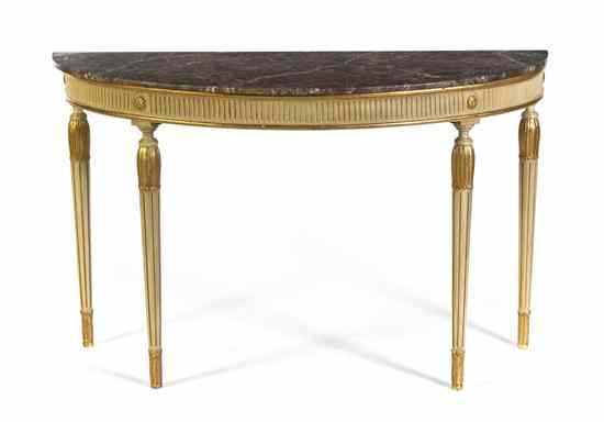 Appraisal: A Georgian Style Painted and Parcel Gilt Console Table having