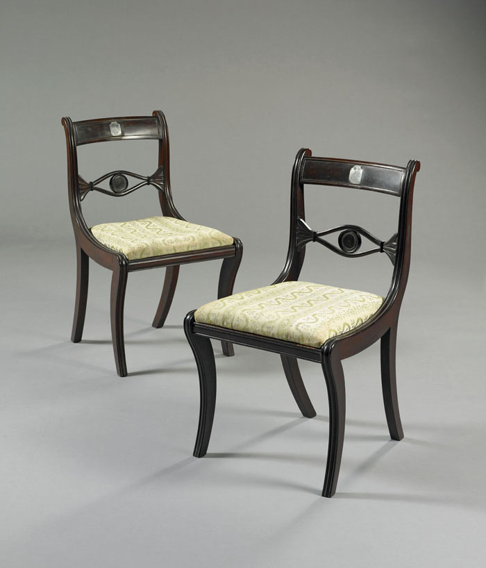 Appraisal: PAIR OF NEW YORK CLASSICAL MAHOGANY SIDE CHAIRS Each molded