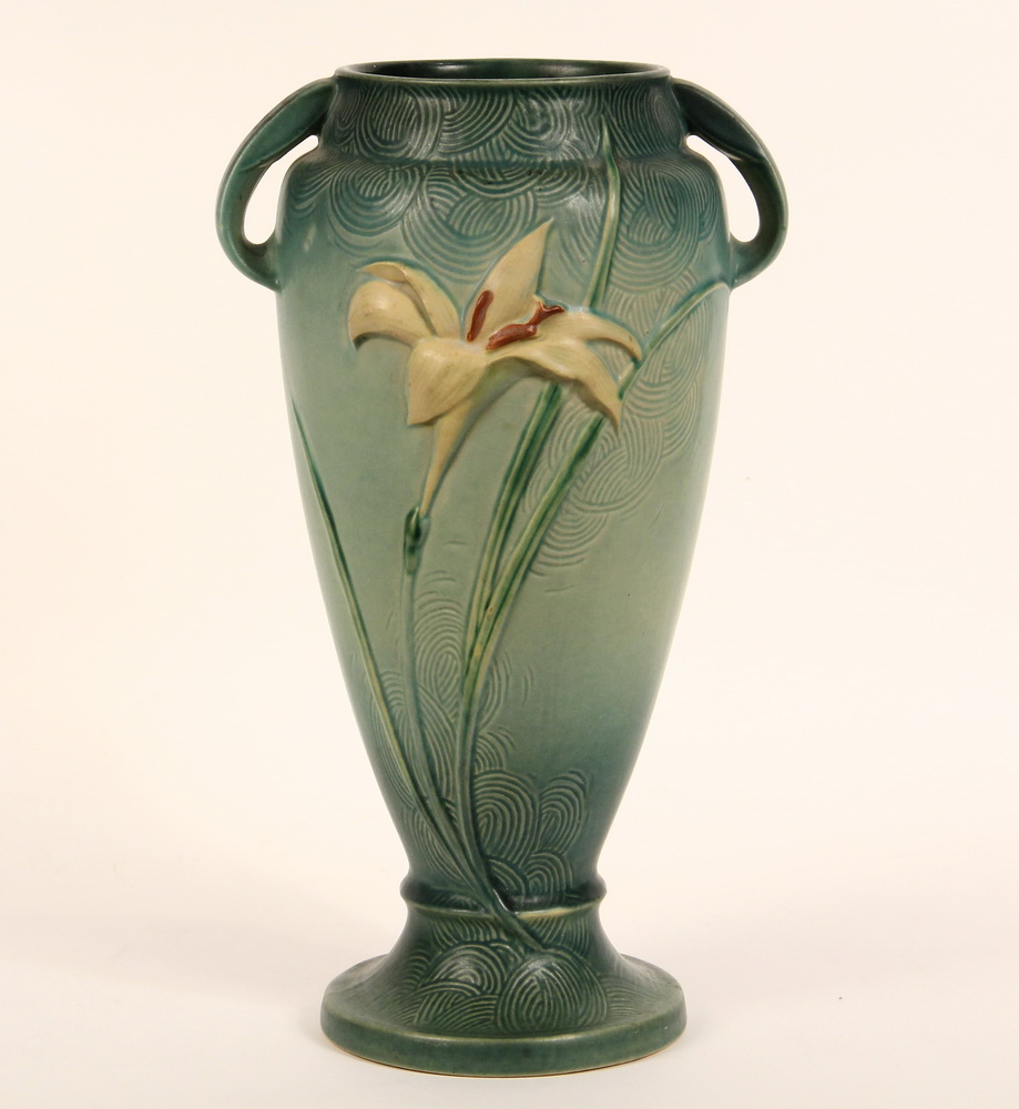 Appraisal: ART POTTERY VASE - Roseville Zephyr Lily Vase in green