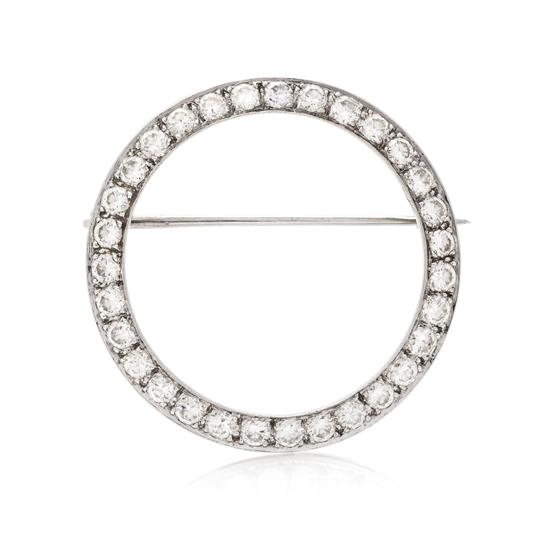 Appraisal: Sale Lot A Karat White Gold and Diamond Circle Brooch