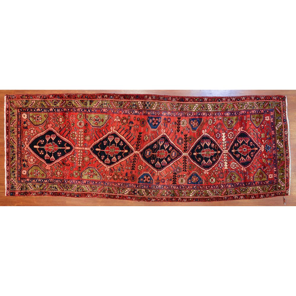 Appraisal: Semi-Antique Heriz Runner Persia x Second quarter- th century hand-knotted