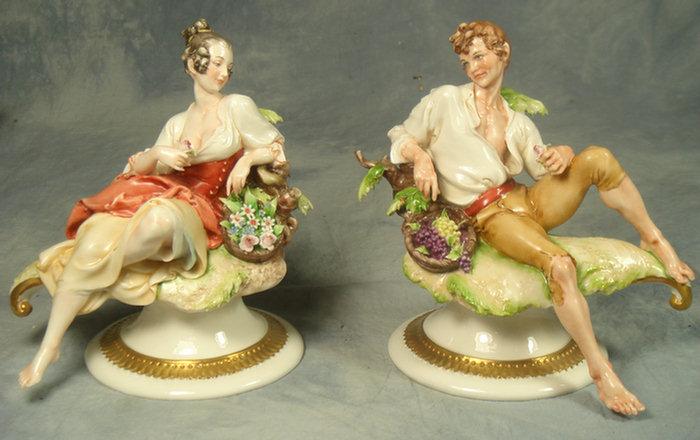 Appraisal: Capo di Monti porcelain figurines reclining man with basket of