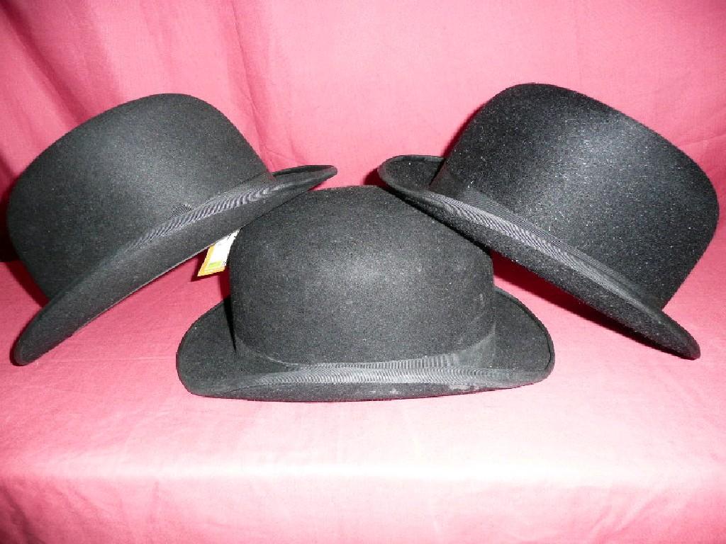 Appraisal: Three black bowler hats Ausin Reed and Dunn Co and