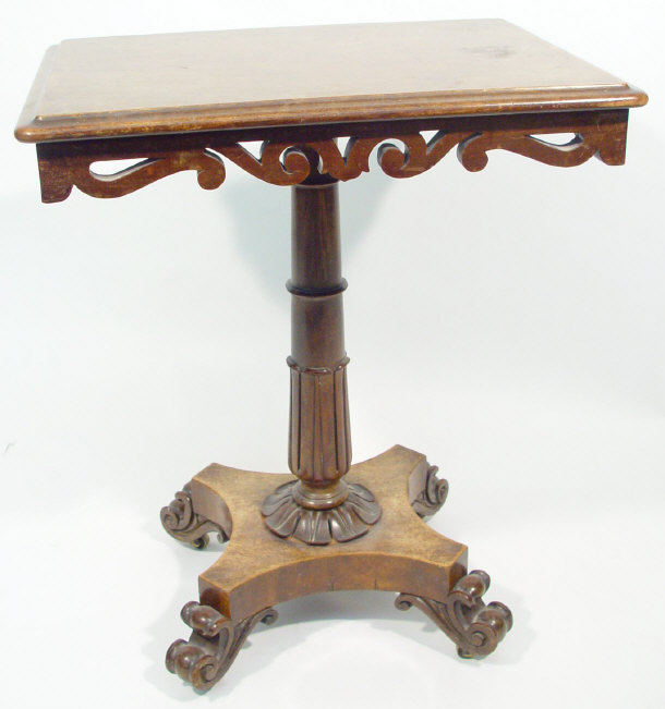 Appraisal: th century rectangular mahogany side table supported by a turned