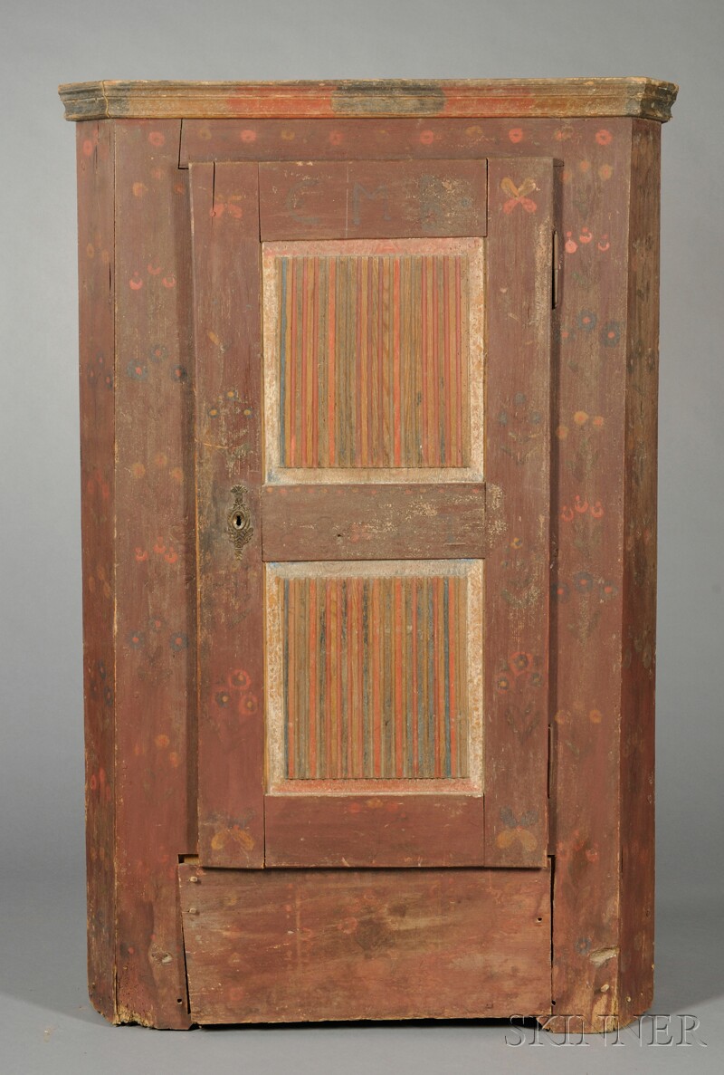 Appraisal: Bavarian Painted Pine Single-door Armoire th century with ribbed paneling