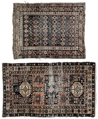 Appraisal: Two Shirvan rugs one with detailed central panel repeating medallions