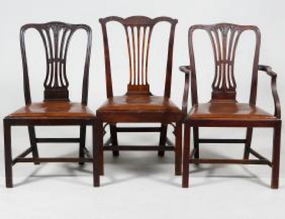 Appraisal: SET OF NINE GEORGE III MAHOGANY DINING CHAIRSLast Quarter of