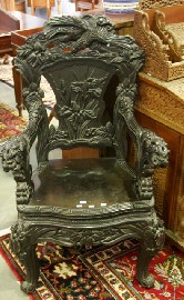 Appraisal: A pair of th century carved Chinese chairs together with