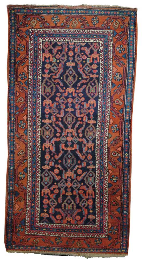 Appraisal: SEMI-ANTIQUE PERSIAN HAMADAN ORIENTAL RUG Seraband design with colors of