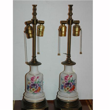 Appraisal: Pair of Gilt-Metal Mounted Porcelain Lamps Estimate -