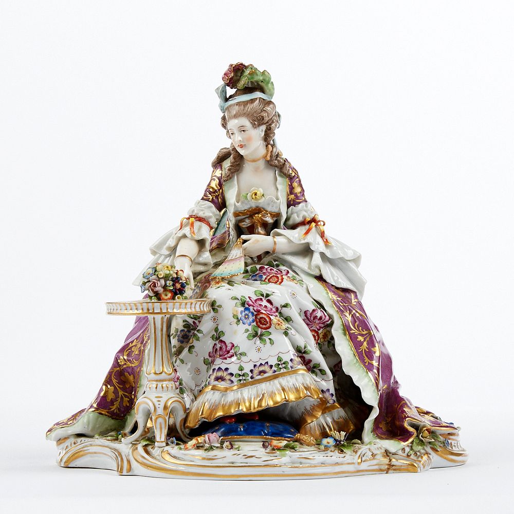 Appraisal: Royal Vienna Woman w Fan Porcelain Figure Royal Vienna Porcelain