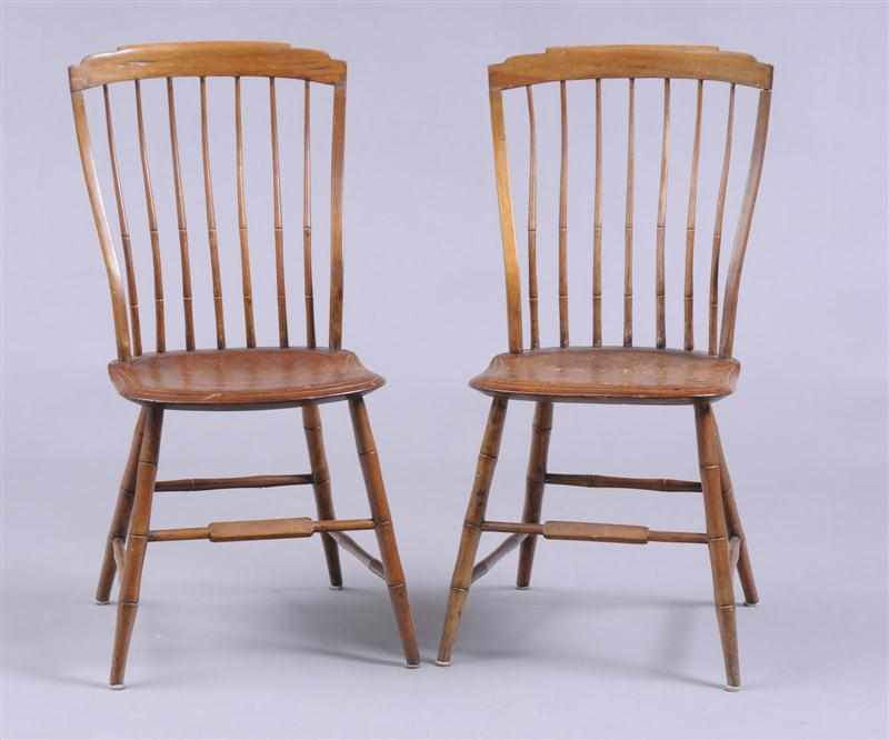 Appraisal: PAIR OF AMERICAN WINDSOR HICKORY AND PINE SIDE CHAIRS Each