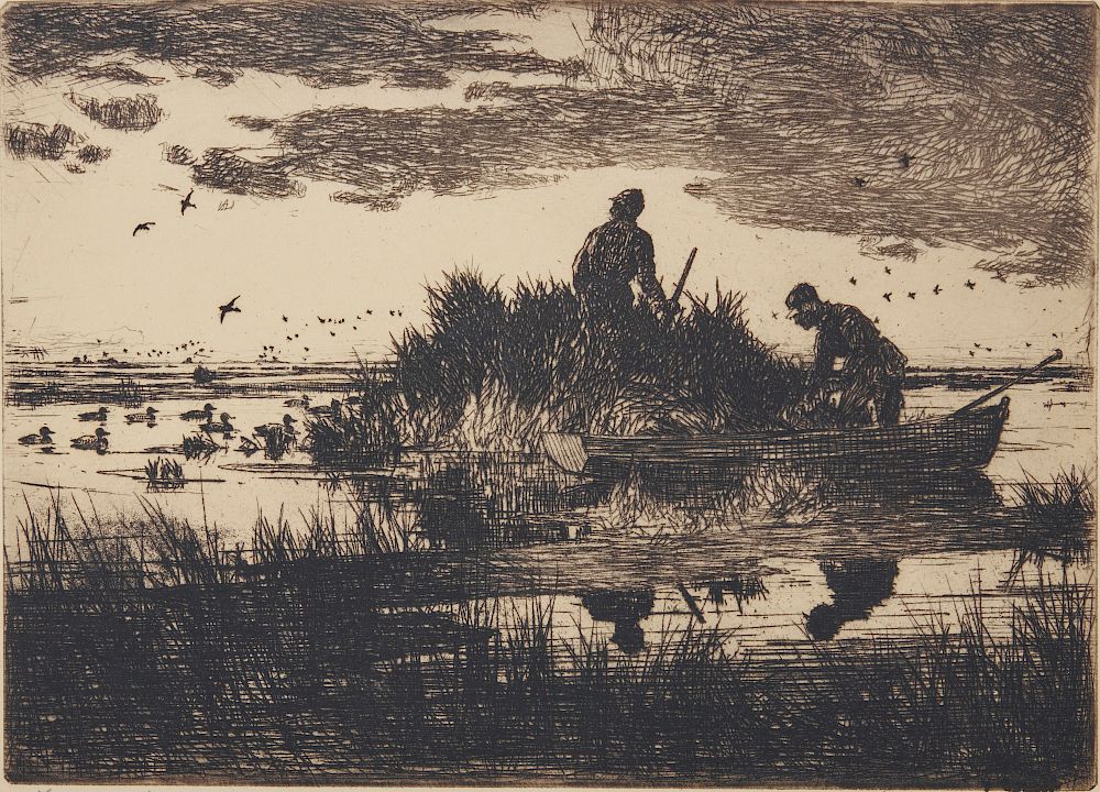 Appraisal: FRANK WESTON BENSON American - Duck Blind etching plate x