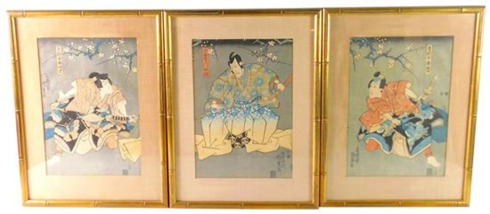 Appraisal: ASIAN Utagawa Kunisada Japanese - three color woodblock prints a